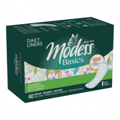 Modess® Basics Daily Liners, Regular, Unscented, 40 Count