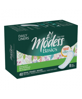 Modess® Basics Daily Liners, Regular, Unscented, 40 Count