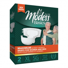 Modess® Basics Maximum Absorbency Briefs for Women and Men, 2 Count
